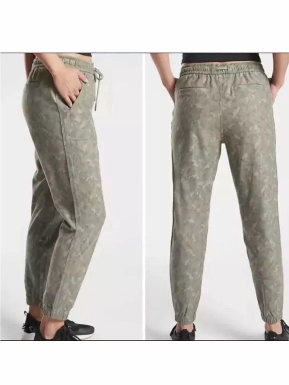 ATHLETA Farallon Stratum Camo Jogger, Laurel Olive Green Camo Size 8